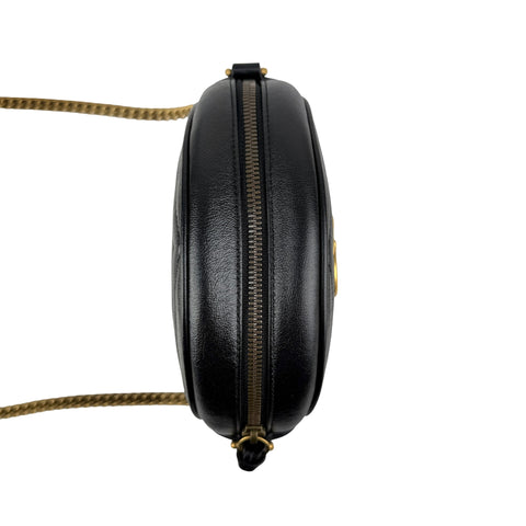 Gucci Black Quilted Leather Marmont Round Mini Crossbody Bag