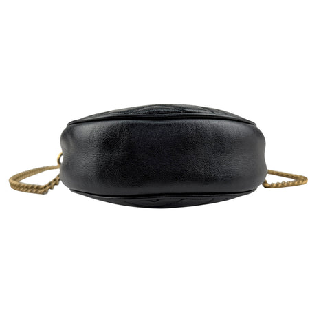 Gucci Black Quilted Leather Marmont Round Mini Crossbody Bag
