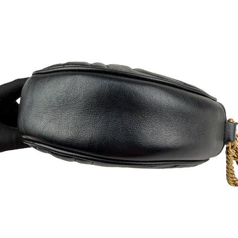 Gucci Black Quilted Leather Marmont Round Mini Crossbody Bag