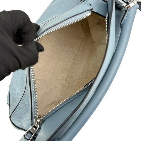 Loewe Calfskin Small Puzzle Bag Stone Blue