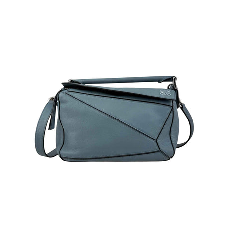 Loewe Calfskin Small Puzzle Bag Stone Blue