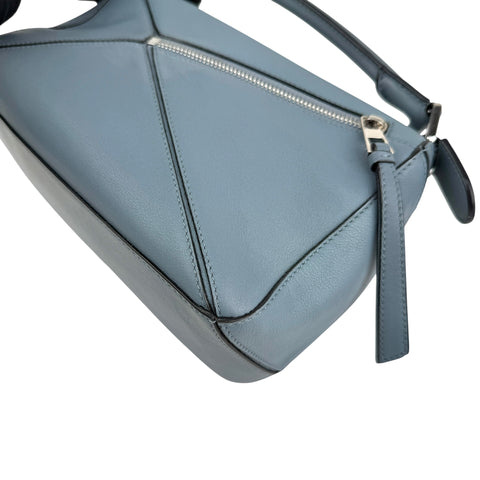 Loewe Calfskin Small Puzzle Bag Stone Blue