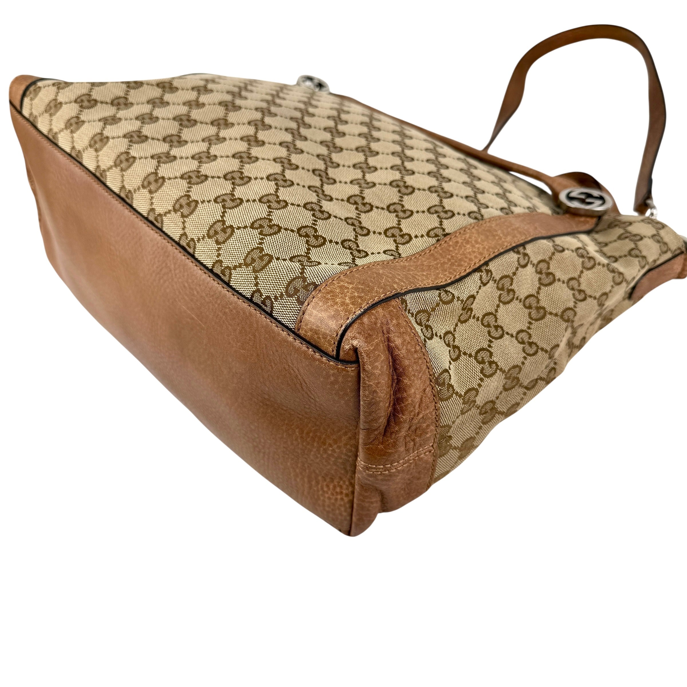 Pre-owned Gucci Beige/Brown GG Canvas Miss GG Top Handle Bag