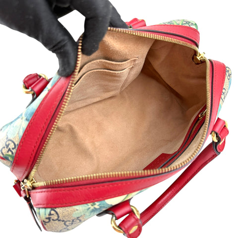 Gucci Beige/Blue GG Coated Canvas Supreme Blooms Top Handle Boston Bag