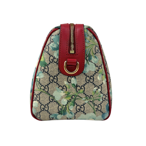 Gucci Beige/Blue GG Coated Canvas Supreme Blooms Top Handle Boston Bag