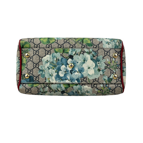 Gucci Beige/Blue GG Coated Canvas Supreme Blooms Top Handle Boston Bag
