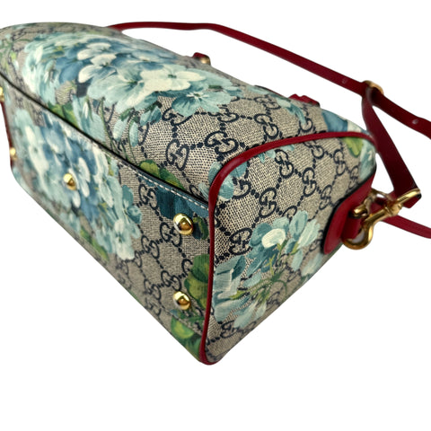 Gucci Beige/Blue GG Coated Canvas Supreme Blooms Top Handle Boston Bag