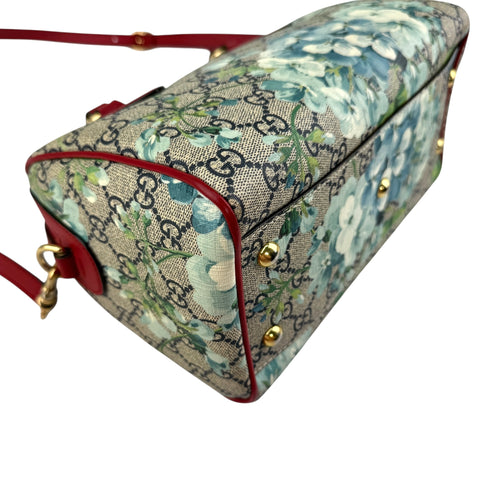 Gucci Beige/Blue GG Coated Canvas Supreme Blooms Top Handle Boston Bag