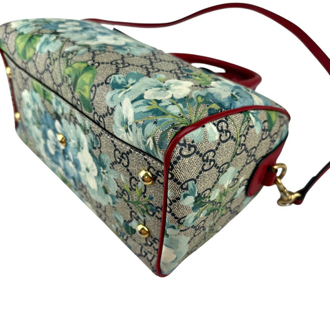 Gucci Beige/Blue GG Coated Canvas Supreme Blooms Top Handle Boston Bag