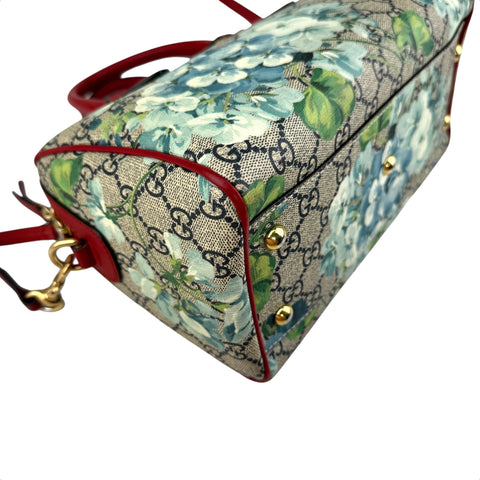 Gucci Beige/Blue GG Coated Canvas Supreme Blooms Top Handle Boston Bag