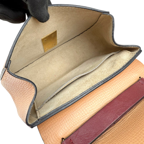 Chloe Peach/Maroon Leather Drew Crossbody Bag
