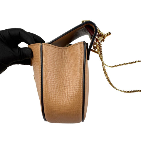 Chloe Peach/Maroon Leather Drew Crossbody Bag