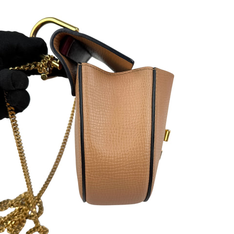 Chloe Peach/Maroon Leather Drew Crossbody Bag