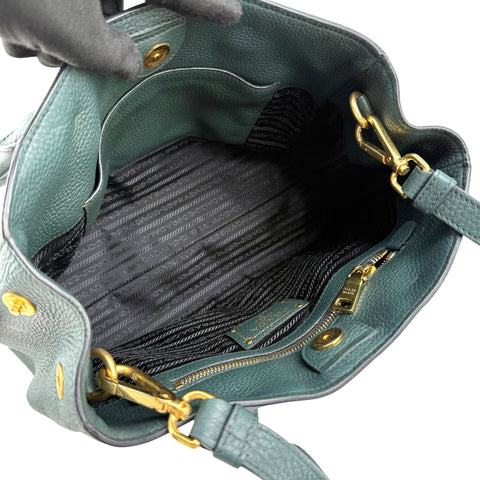 Pre-owned Prada Smeraldo Vitello Phenix Leather Tote Bag