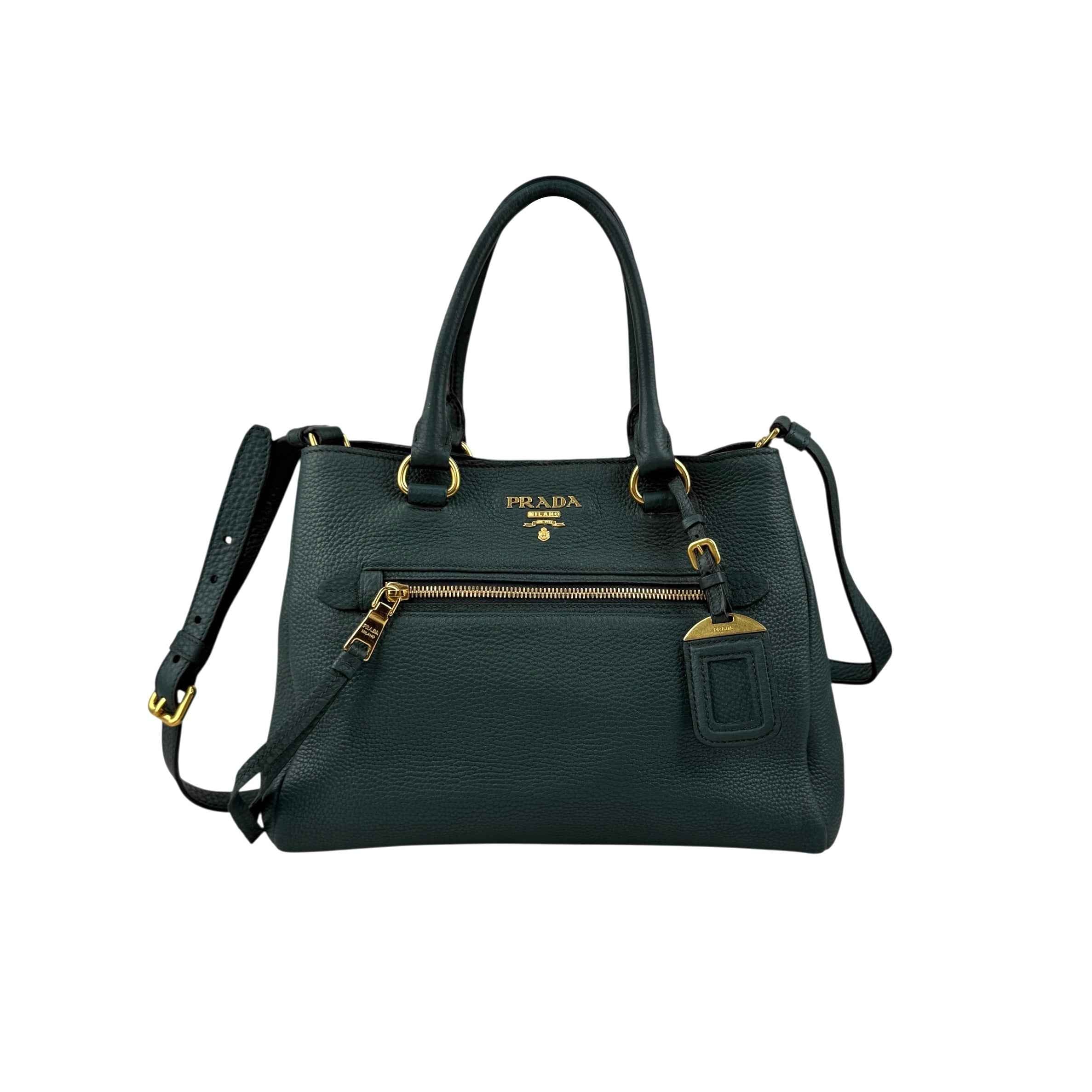 Prada Smeraldo Vitello Phenix Leather Tote Bag