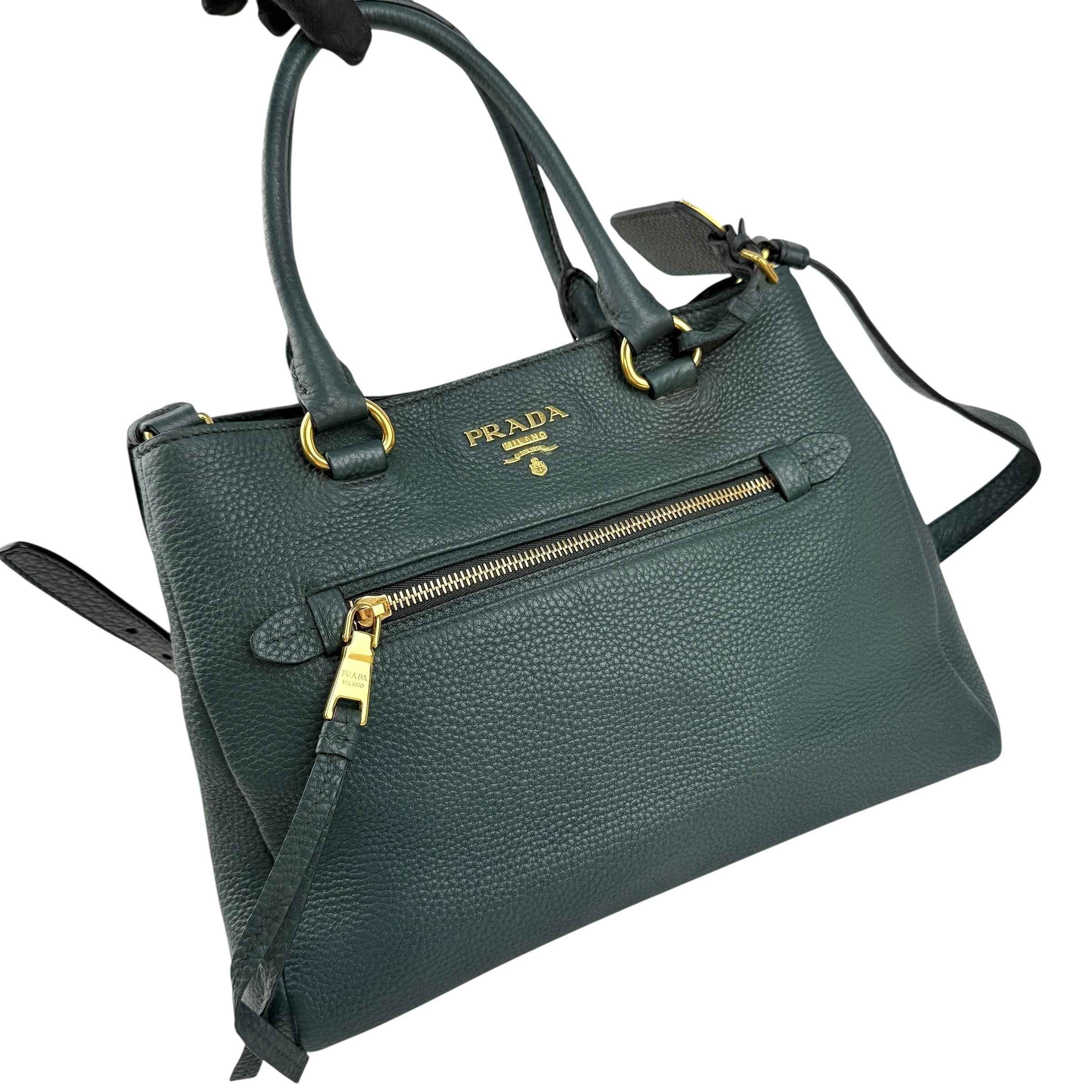 Prada Smeraldo Vitello Phenix Leather Tote Bag