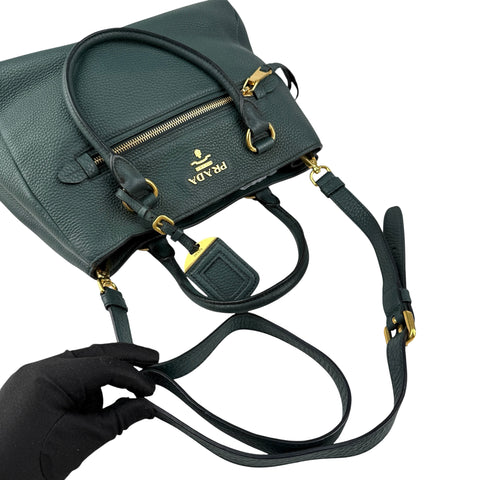 Pre-owned Prada Smeraldo Vitello Phenix Leather Tote Bag