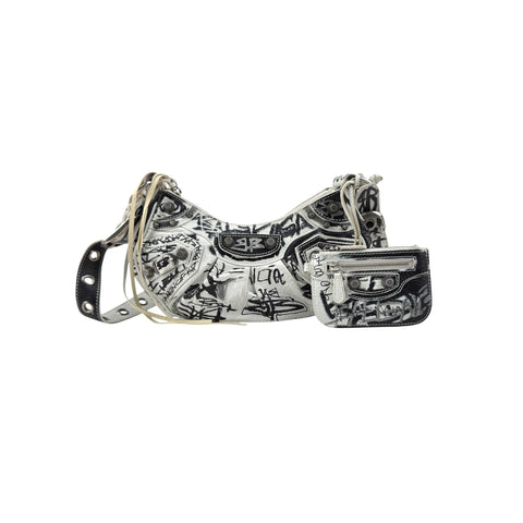 Pre-owned Balenciaga Graffiti Le Cagole XS White Leather Shoulder Bag shoulder bag main image