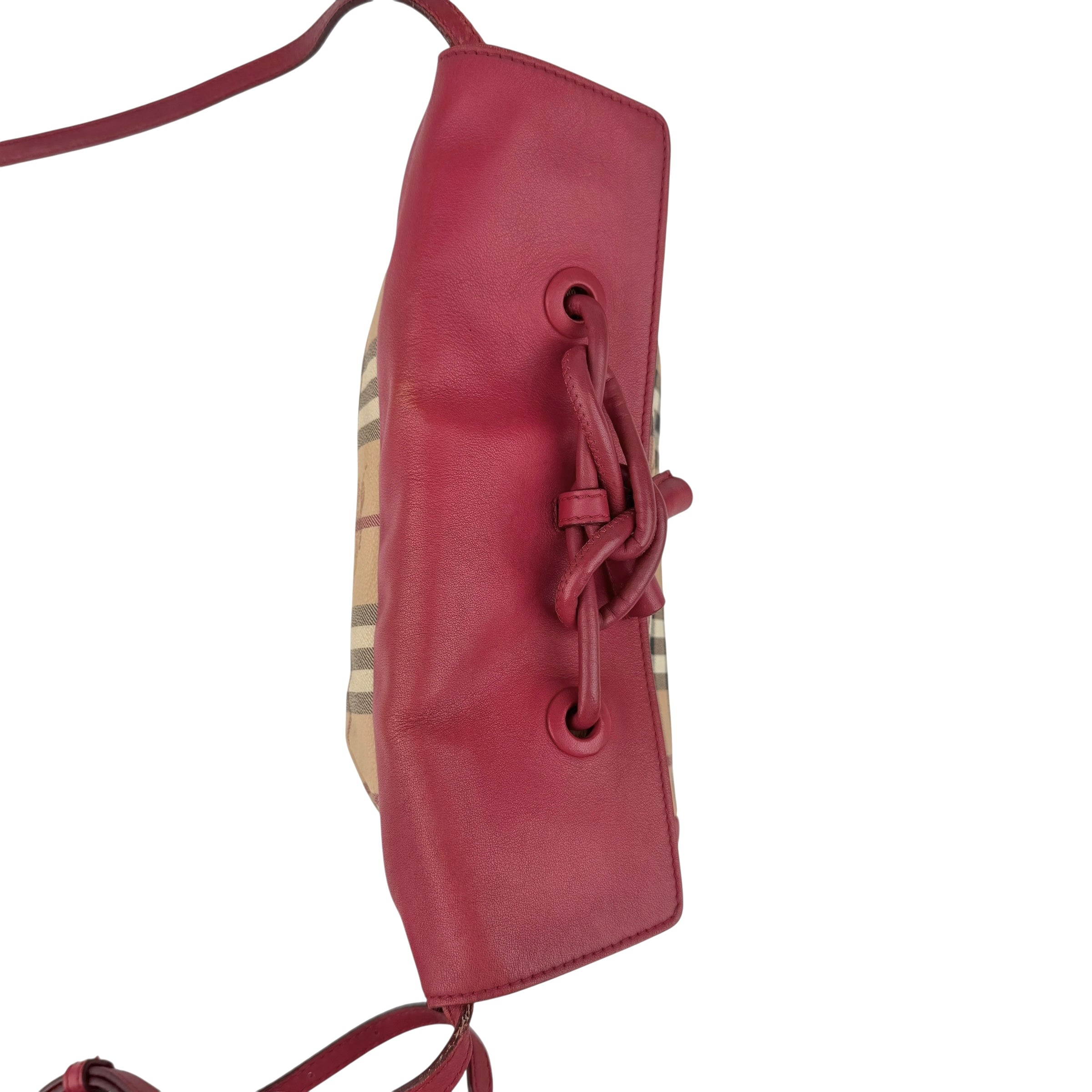 Burberry Pink Haymarket Check PVC and Leather Crossbody Bag