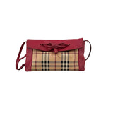 Burberry Pink Haymarket Check PVC and Leather Crossbody Bag