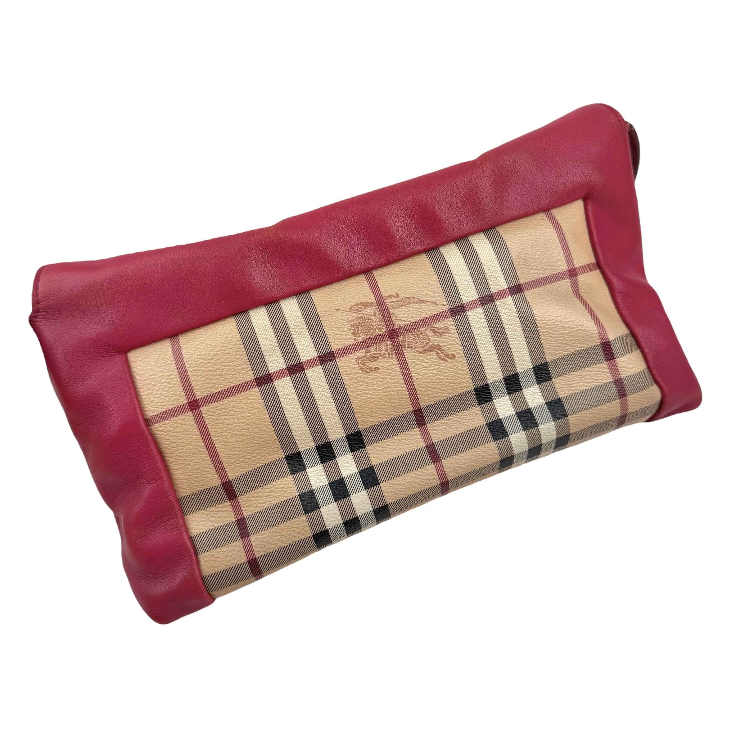 Burberry Pink Haymarket Check PVC and Leather Crossbody Bag
