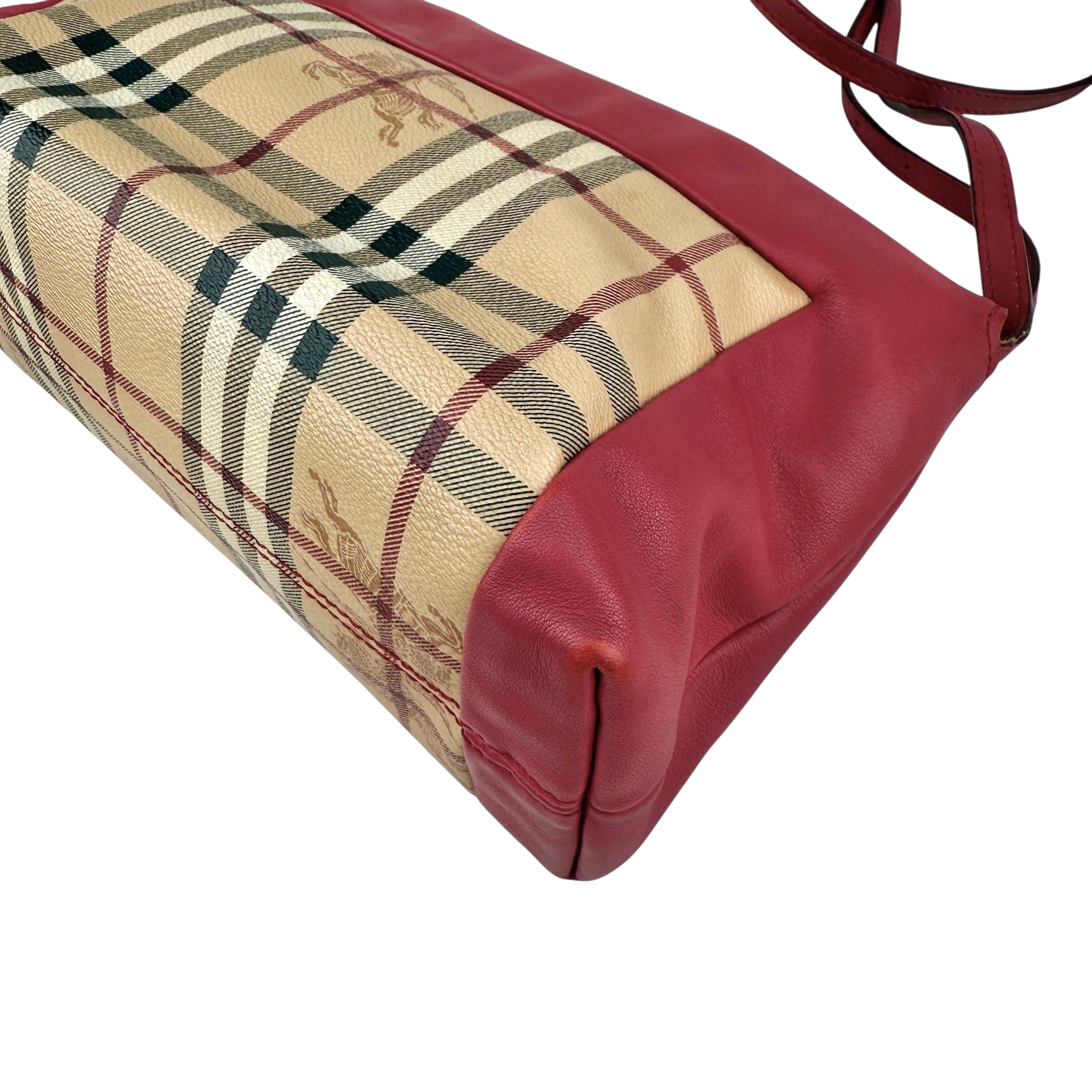 Burberry Pink Haymarket Check PVC and Leather Crossbody Bag