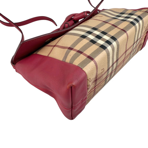 Burberry Red Haymarket Check PVC and Leather Crossbody Bag