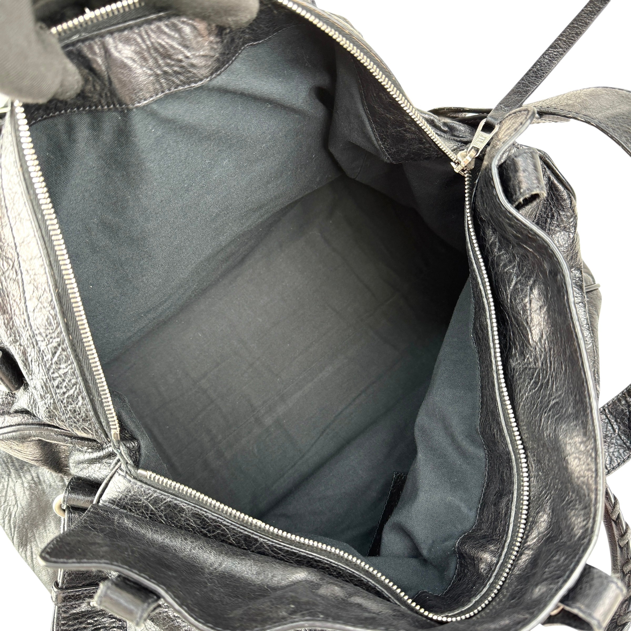 Pre-owned Balenciaga Black Lambskin Leather Squash M Duffle bag