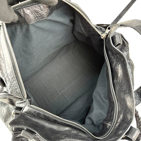 Pre-owned Balenciaga Black Lambskin Leather Squash M Duffle bag