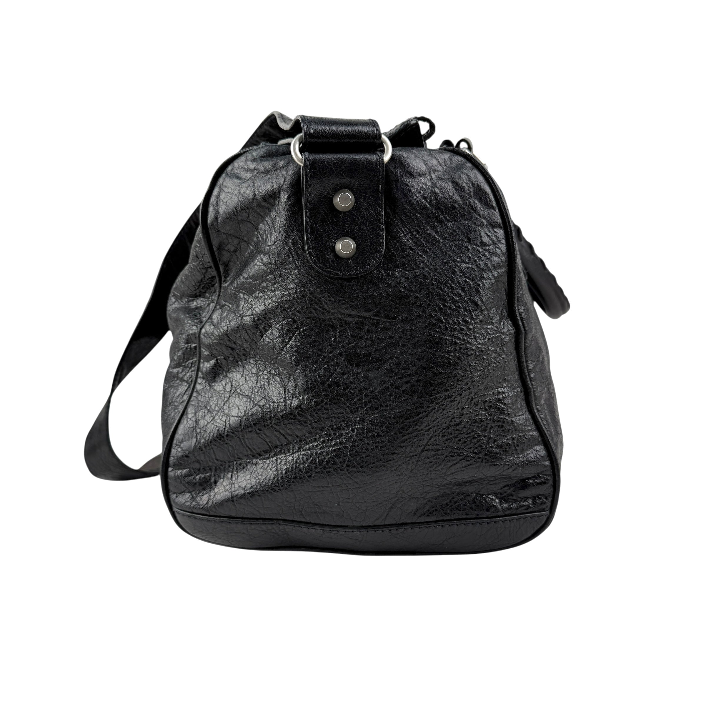 Pre-owned Balenciaga Black Lambskin Leather Squash M Duffle bag