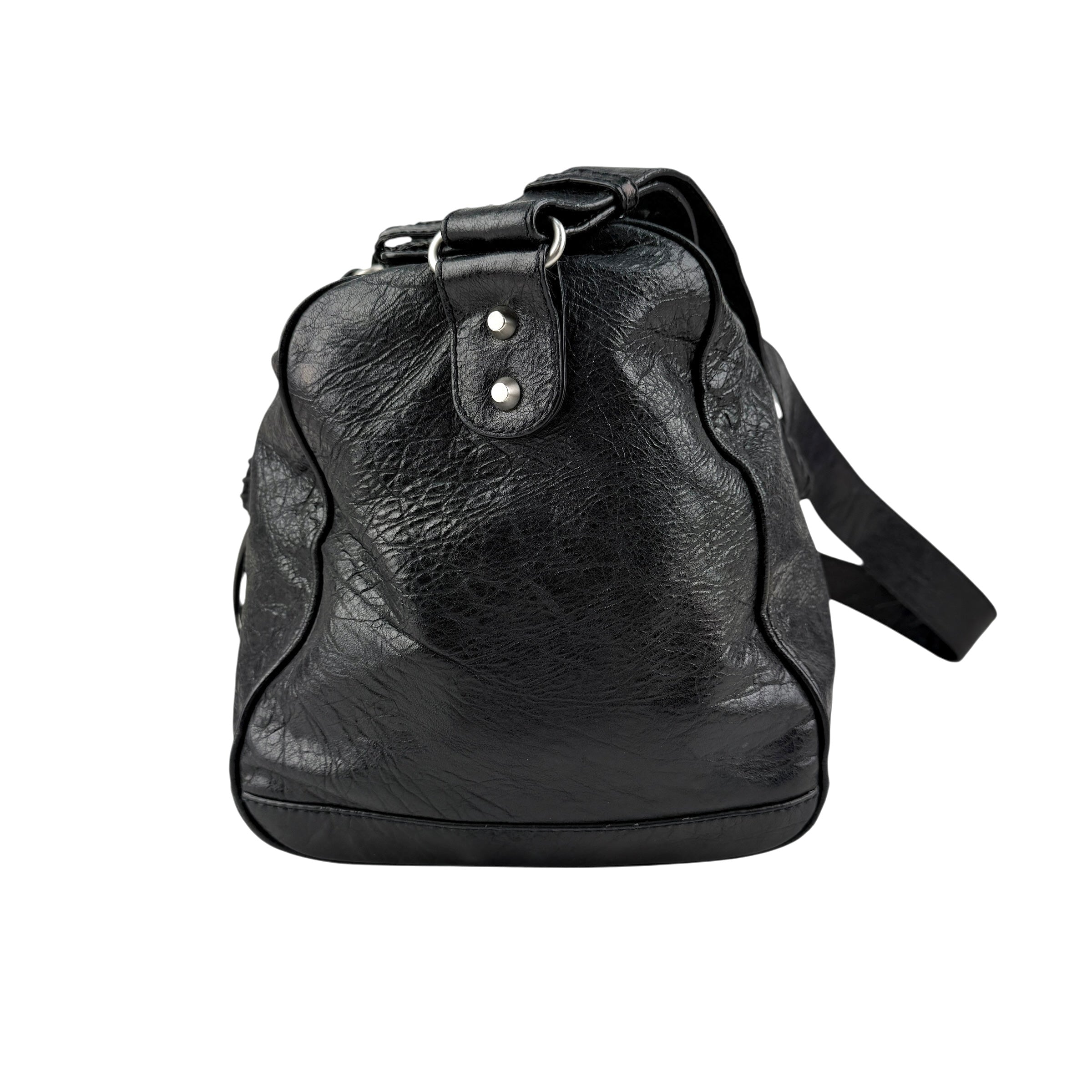 Pre-owned Balenciaga Black Lambskin Leather Squash M Duffle bag
