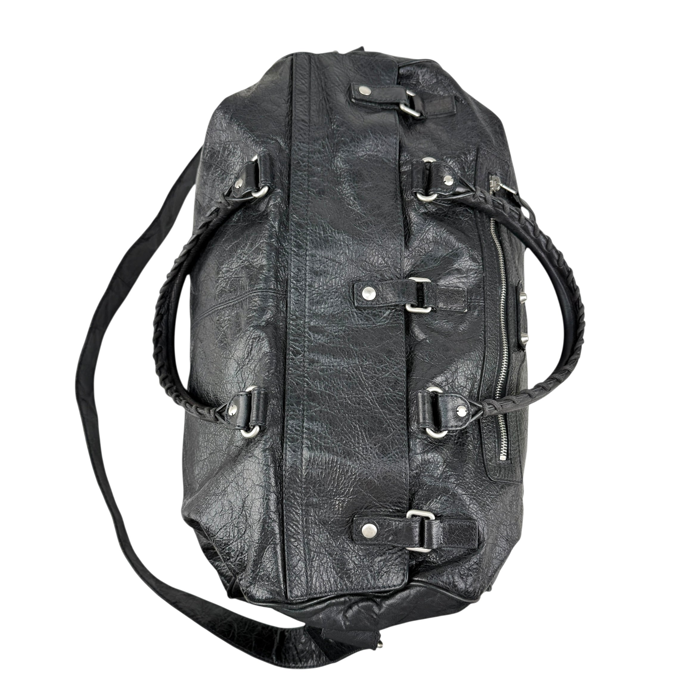 Pre-owned Balenciaga Black Lambskin Leather Squash M Duffle bag