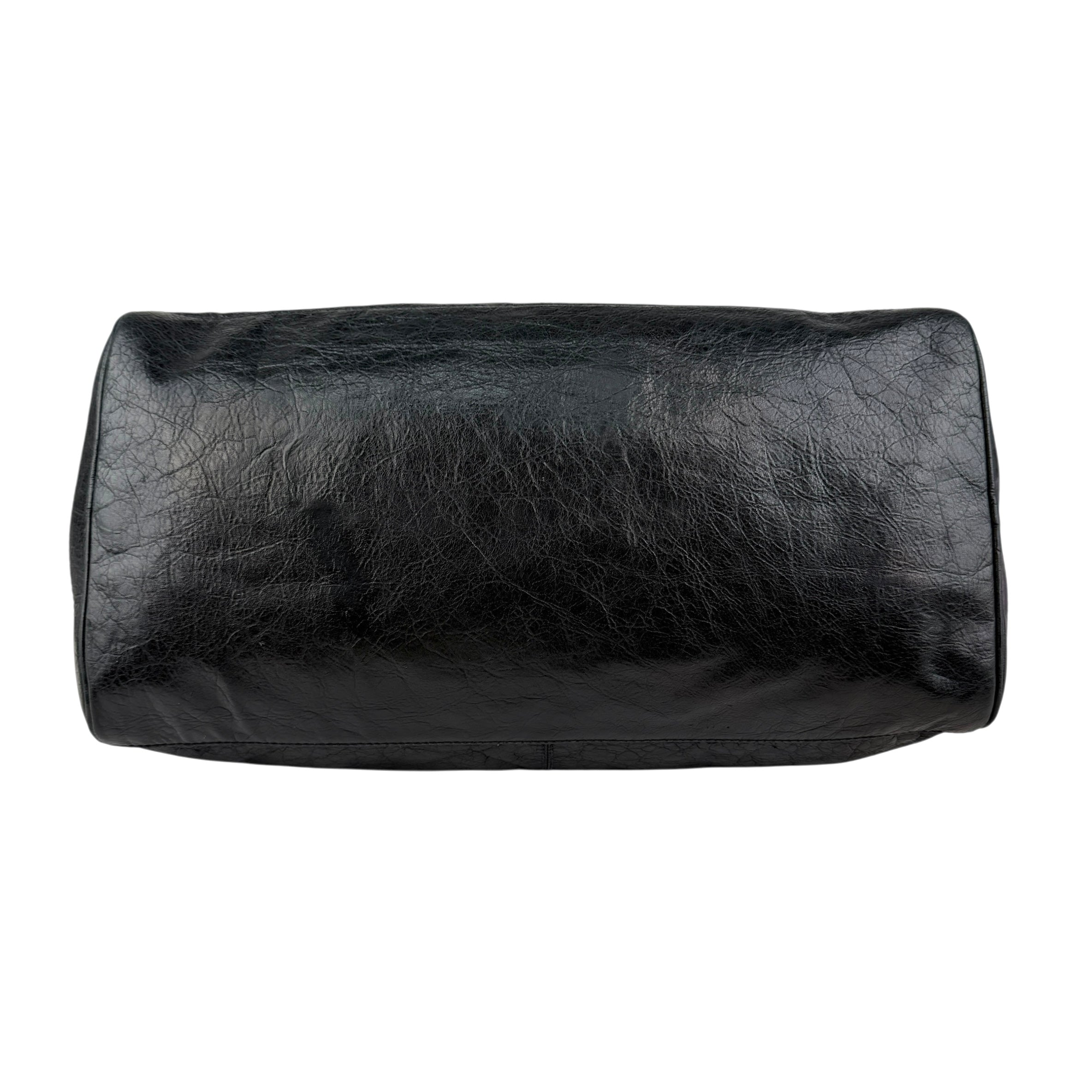 Pre-owned Balenciaga Black Lambskin Leather Squash M Duffle bag