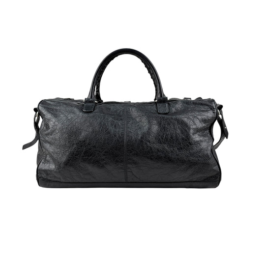 Balenciaga Black Lambskin Leather Squash M Duffle Bag
