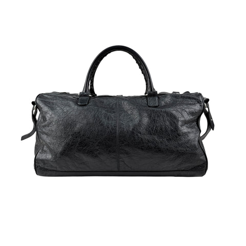 Pre-owned Balenciaga Black Lambskin Leather Squash M Duffle bag back view