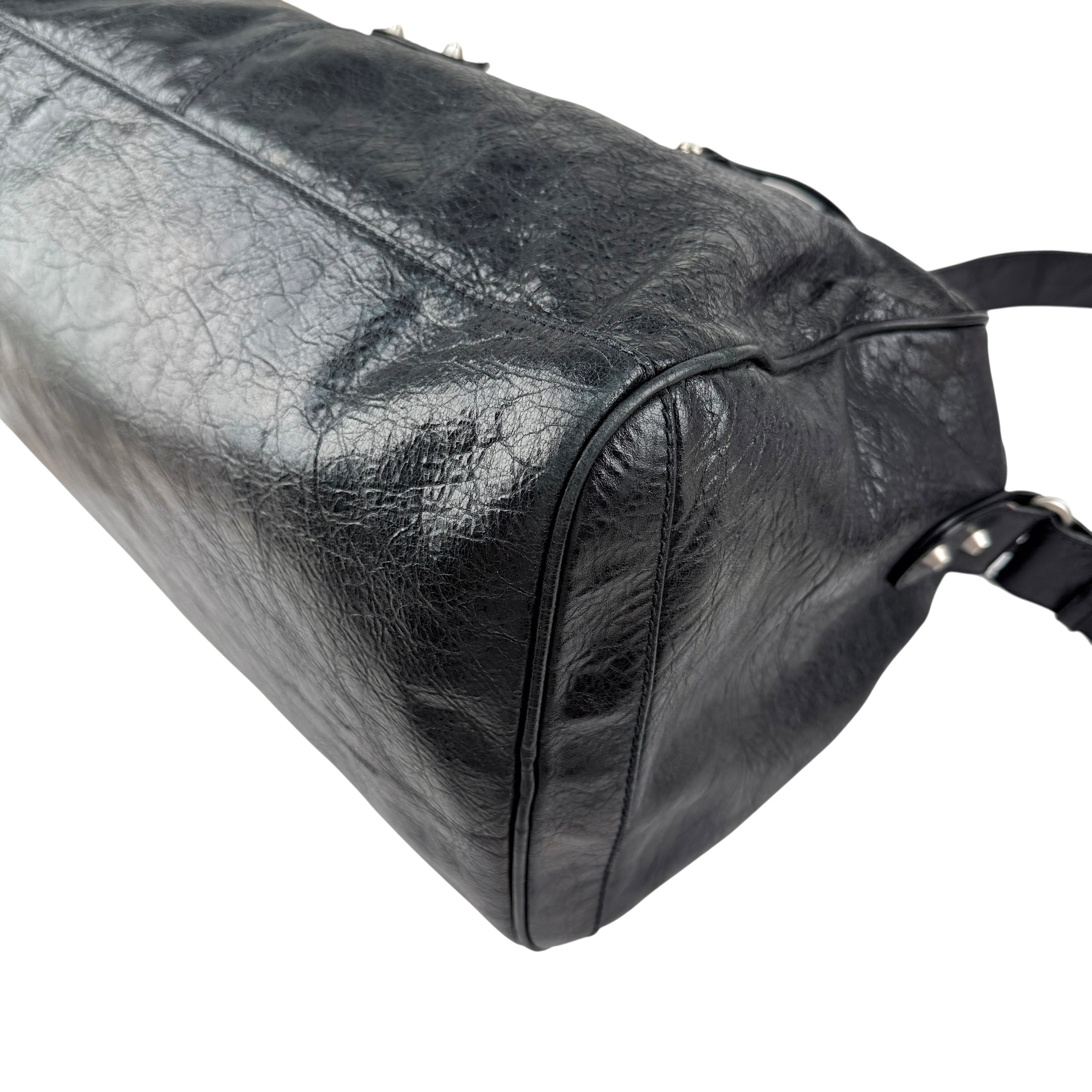 Pre-owned Balenciaga Black Lambskin Leather Squash M Duffle bag