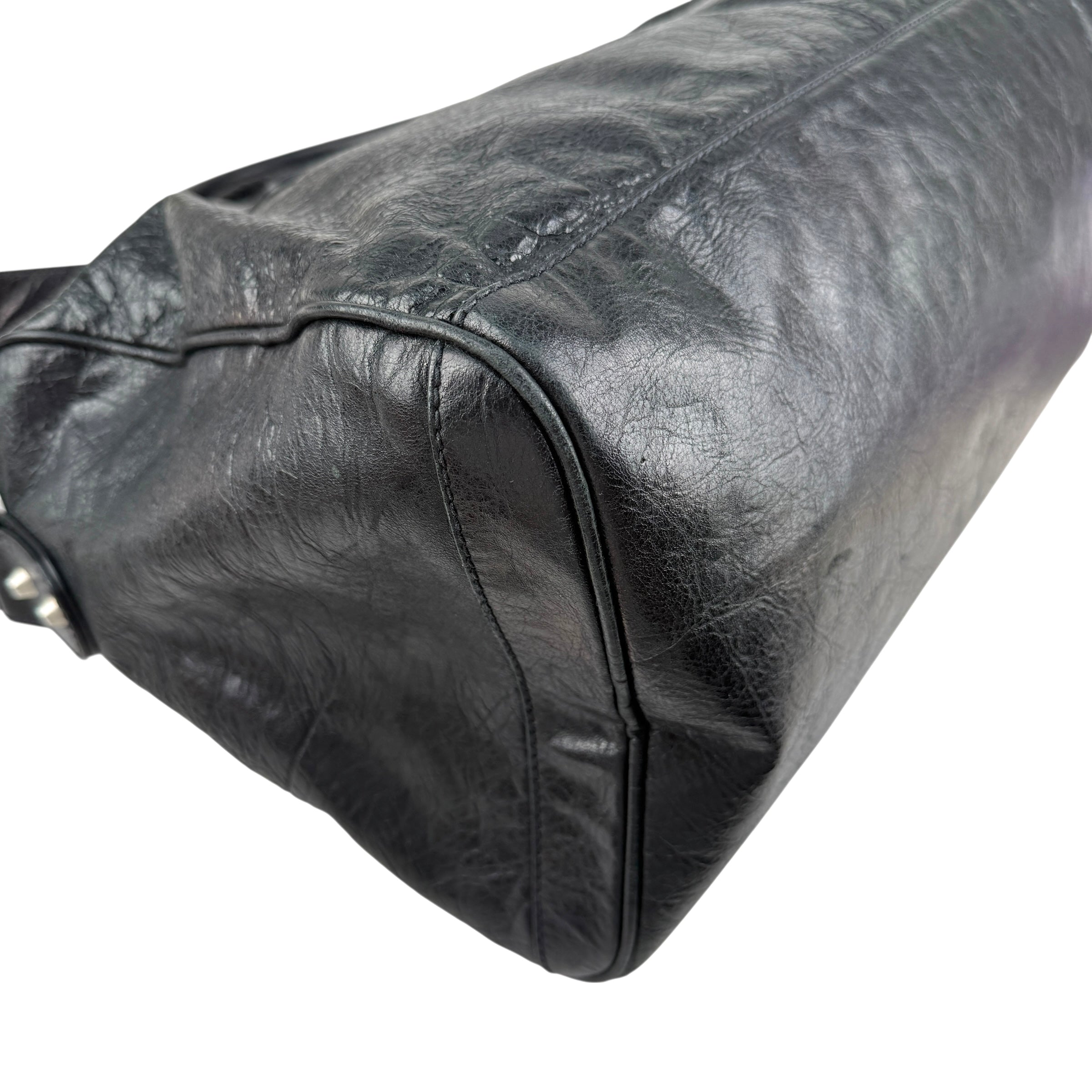 Pre-owned Balenciaga Black Lambskin Leather Squash M Duffle bag