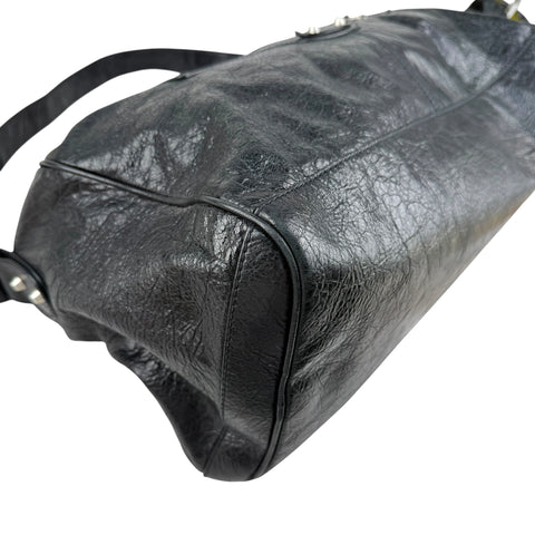 Pre-owned Balenciaga Black Lambskin Leather Squash M Duffle bag