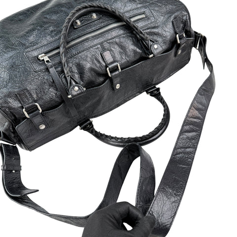 Pre-owned Balenciaga Black Lambskin Leather Squash M Duffle bag