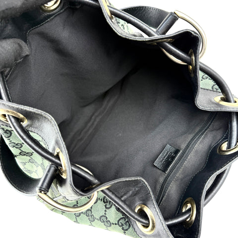 Gucci Monogram Drawstring Shoulder Bag Green
