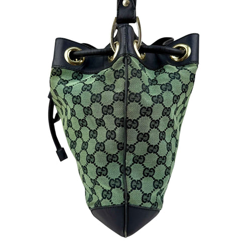 Gucci Monogram Drawstring Shoulder Bag Green