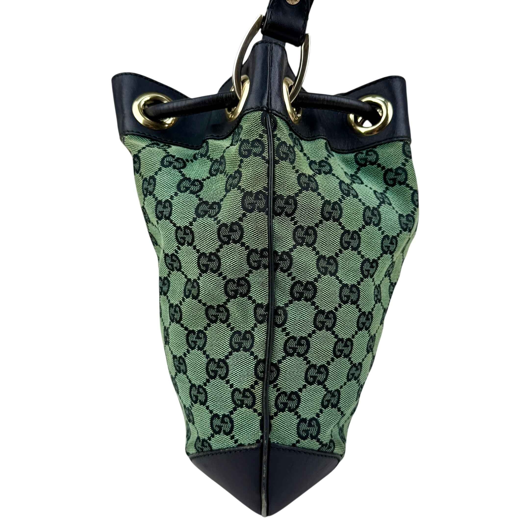 Gucci Monogram Drawstring Shoulder Bag Green