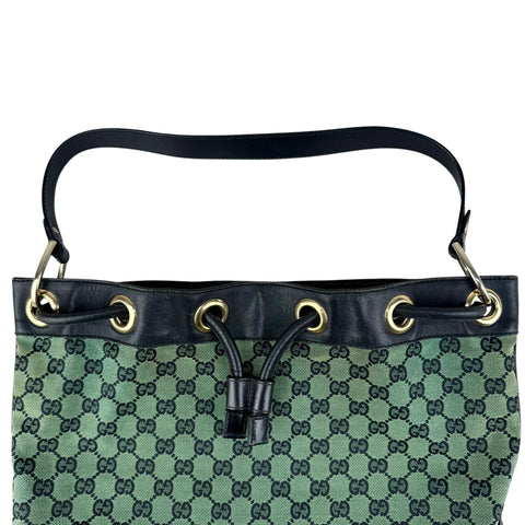 Gucci Monogram Drawstring Shoulder Bag Green