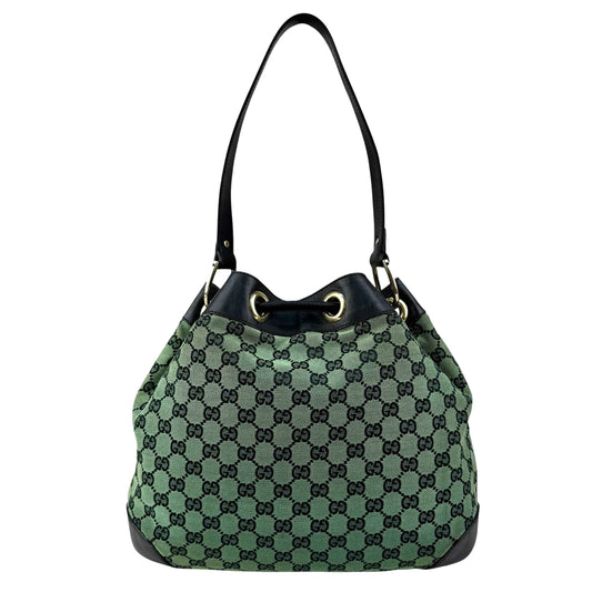 Gucci Monogram Drawstring Shoulder Bag Green