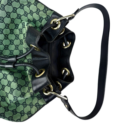 Gucci Monogram Drawstring Shoulder Bag Green