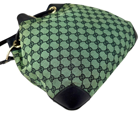 Gucci Monogram Drawstring Shoulder Bag Green