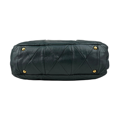 Miu Miu Dark Green Leather Quilted Top Handle Bag