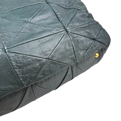 Miu Miu Dark Green Leather Quilted Top Handle Bag