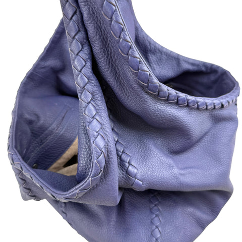 Bottega Veneta Bering Cervo Leather Large Baseball Hobo Bag