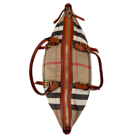 Burberry Leather and Bridle House Check Canvas Salisbury Tote Bag